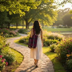 women walking with a wayuu tote bag